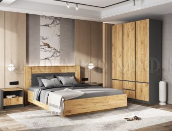 Кровать парящая Остин крафт/графит (Миф) в Невьянске - nevyansk.mebel-e96.ru