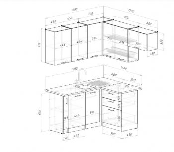 Угловой кухонный гарнитур Фьюджи макси 1600*1700 мм (Герда) в Невьянске - nevyansk.mebel-e96.ru