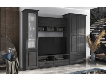 Стенка Престиж-1 (МДФ) модульная графит (Миф) в Невьянске - nevyansk.mebel-e96.ru