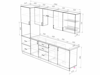 Кухонный гарнитур 2800 мм Прованс с карнизом (Росток) в Невьянске - nevyansk.mebel-e96.ru