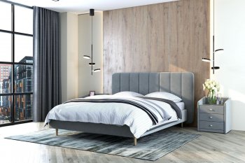 Кровать двуспальная Рино светло-серый (БМ) в Невьянске - nevyansk.mebel-e96.ru