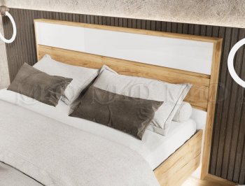 Кровать парящая Роджина с подсветкой, крафт/белый (Миф) в Невьянске - nevyansk.mebel-e96.ru