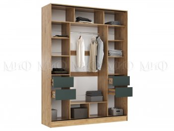 Шкаф-купе 1800 мм Роджина крафт/изумрудный (Миф) в Невьянске - nevyansk.mebel-e96.ru