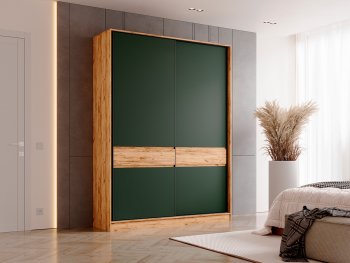 Шкаф-купе 1800 мм Роджина крафт/изумрудный (Миф) в Невьянске - nevyansk.mebel-e96.ru