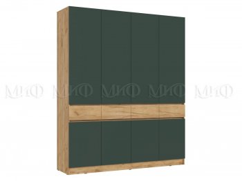 Шкаф 2000 мм 4-х ств. Роджина крафт/изумруд (Миф) в Невьянске - nevyansk.mebel-e96.ru | фото