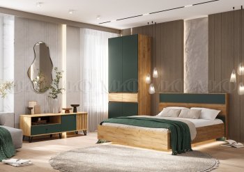 Спальный гарнитур Роджина крафт/изумрудный, модульный (Миф) в Невьянске - nevyansk.mebel-e96.ru