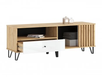 Тумба ТВ (1500) Роджина крафт/белый (Миф) в Невьянске - nevyansk.mebel-e96.ru