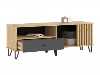 Тумба ТВ (1500) Роджина крафт/графит (Миф) в Невьянске - nevyansk.mebel-e96.ru