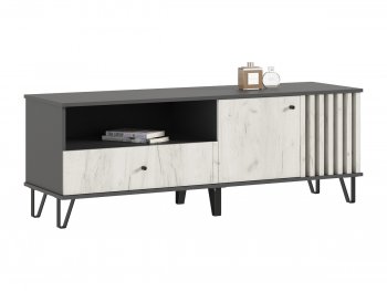 Тумба ТВ (1500) Роджина крафт белый/графит (Миф) в Невьянске - nevyansk.mebel-e96.ru