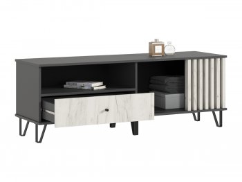 Тумба ТВ (1500) Роджина крафт белый/графит (Миф) в Невьянске - nevyansk.mebel-e96.ru