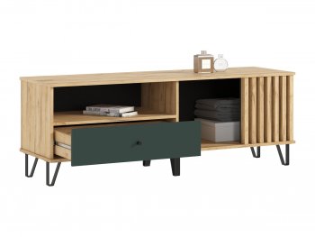 Тумба ТВ (1500) Роджина крафт/изумрудный (Миф) в Невьянске - nevyansk.mebel-e96.ru