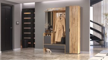 Прихожая Сабрина Дуб вотан/графит (Лин) в Невьянске - nevyansk.mebel-e96.ru