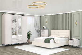 Кровать Шарм (арт.021), настил, экокожа Sontex Milk (Диал) в Невьянске - nevyansk.mebel-e96.ru