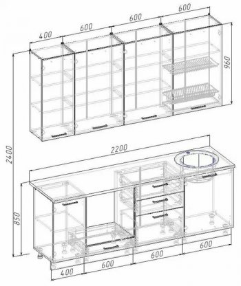 Кухонный гарнитур Руанда 2200 мм (Санвут) в Невьянске - nevyansk.mebel-e96.ru