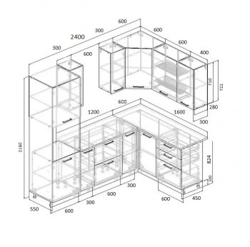 Угловой кухонный гарнитур Фьюжн 2400*1600 мм Sanvut в Невьянске - nevyansk.mebel-e96.ru