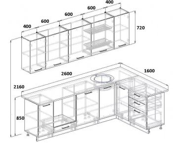 Кухонный гарнитур угловой Ниагара МДФ/ЛДСП 2600*1600 мм (Санвут) в Невьянске - nevyansk.mebel-e96.ru