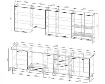 Кухонный гарнитур высокий Смоки 3000 мм МДФ в Невьянске - nevyansk.mebel-e96.ru