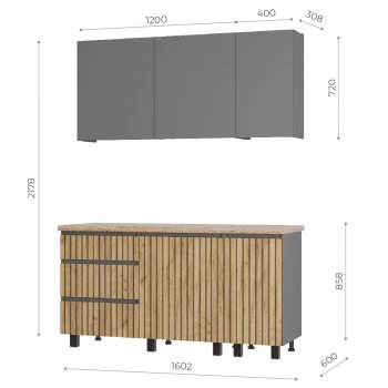 Кухонный гарнитур Шерлок 1600 мм (БТС) в Невьянске - nevyansk.mebel-e96.ru