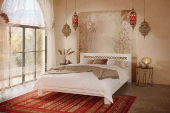 Кровать из массива Шейла белый античный (БМ) в Невьянске - nevyansk.mebel-e96.ru