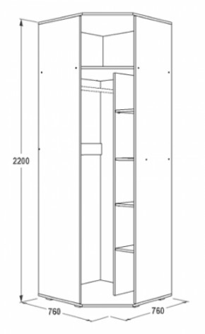 Шкаф 1-но дверный угловой Ольга-14 (760*760) в Невьянске - nevyansk.mebel-e96.ru