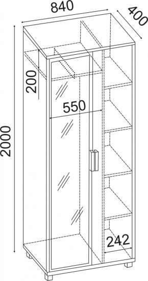 Шкаф 800 с зеркалом West (Риннер) в Невьянске - nevyansk.mebel-e96.ru