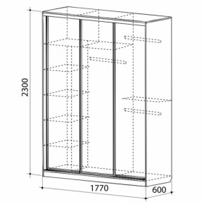 Шкаф-купе Бассо 1-600 (полки слева) в Невьянске - nevyansk.mebel-e96.ru