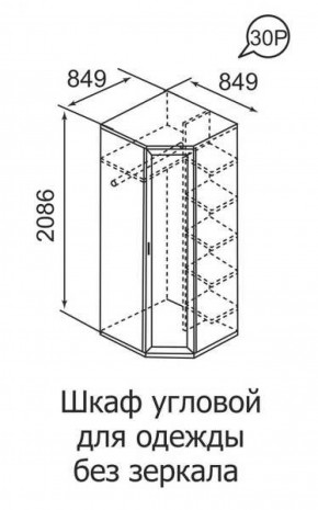 Шкаф угловой для одежды Ника-Люкс 30 без зеркал в Невьянске - nevyansk.mebel-e96.ru