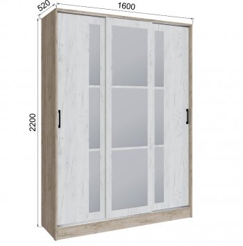 Шкаф-купе Стиль-2 1600 мм крафт белый/крафт серый (Текс) в Невьянске - nevyansk.mebel-e96.ru