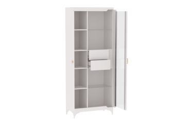 Пенал со стеклом широкий NEW Сиде Белый (СБК) в Невьянске - nevyansk.mebel-e96.ru