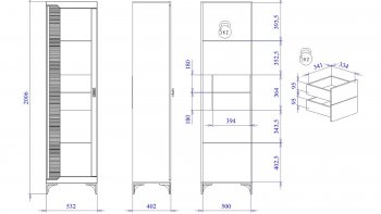 Пенал со стеклом узкий NEW Сиде Белый (СБК) в Невьянске - nevyansk.mebel-e96.ru