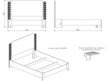 Кровать двуспальная Сиде Белый (СБК) в Невьянске - nevyansk.mebel-e96.ru