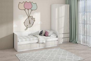 Кровать Соната 900 белый/крафт белый (Зарон) в Невьянске - nevyansk.mebel-e96.ru