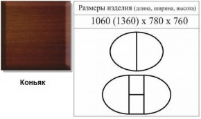 Стол овальный раздвижной Романс (Коньяк) в Невьянске - nevyansk.mebel-e96.ru