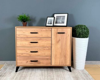 Комод-Тумба (1дв,4ящ) SVETLANA LOFT, дуб золотой (Генезис) в Невьянске - nevyansk.mebel-e96.ru