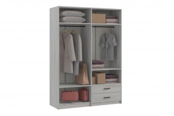 Шкаф 1500 мм  4-х ств. с зеркалом 2 ящ. SVETLANA LOFT, сосна белая (Генезис) в Невьянске - nevyansk.mebel-e96.ru