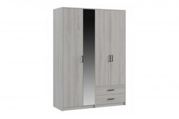 Шкаф 1500 мм  4-х ств. с зеркалом 2 ящ. SVETLANA LOFT, сосна белая (Генезис) в Невьянске - nevyansk.mebel-e96.ru