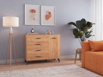 Комод-Тумба (1дв,4ящ) SVETLANA LOFT, дуб золотой (Генезис) в Невьянске - nevyansk.mebel-e96.ru