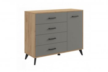Комод-Тумба (1дв,4ящ) SVETLANA LOFT, дуб золотой/серый (Генезис) в Невьянске - nevyansk.mebel-e96.ru