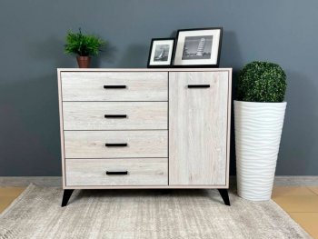 Комод-Тумба (1дв,4ящ) SVETLANA LOFT, сосна белая (Генезис) в Невьянске - nevyansk.mebel-e96.ru