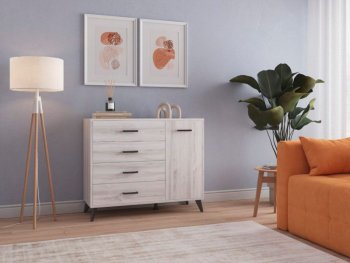 Комод-Тумба (1дв,4ящ) SVETLANA LOFT, сосна белая (Генезис) в Невьянске - nevyansk.mebel-e96.ru