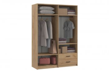 Шкаф 1500 мм  4-х ств. с зеркалом 2 ящ. SVETLANA LOFT, дуб золотой (Генезис) в Невьянске - nevyansk.mebel-e96.ru