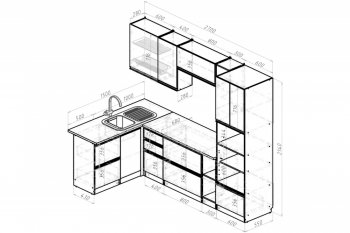 Кухонный гарнитур Сюита мега прайм 1500*2700 мм (Герда) в Невьянске - nevyansk.mebel-e96.ru