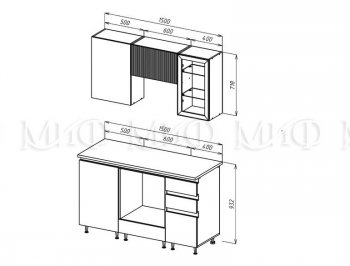 Кухонный гарнитур Техно-6 1500 мм (Миф) в Невьянске - nevyansk.mebel-e96.ru