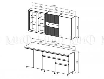 Кухонный гарнитур Техно-6 2000 мм (Миф) в Невьянске - nevyansk.mebel-e96.ru