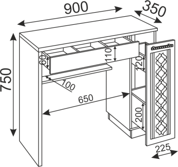 Туалетный стол Тиффани М36 (Риннер) в Невьянске - nevyansk.mebel-e96.ru