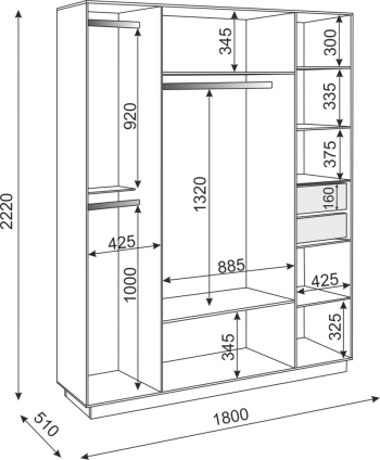 Шкаф распашной Тиффани М21 1800 мм (Риннер) в Невьянске - nevyansk.mebel-e96.ru