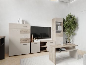 Тумба ТВ Турин ЛДСП крафт серый/кашемир (ВВР) в Невьянске - nevyansk.mebel-e96.ru