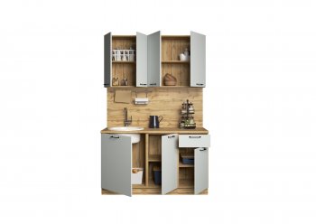 КУхонный гарнитур Валерия 1400 мм вотан/серый (Сурская) в Невьянске - nevyansk.mebel-e96.ru