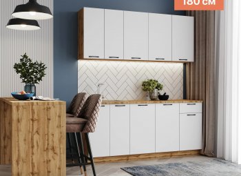 КУхонный гарнитур Валерия 1800 мм вотан/белый (Сурская) в Невьянске - nevyansk.mebel-e96.ru