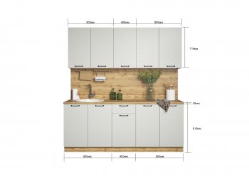 КУхонный гарнитур Валерия 2000 мм вотан/серый (Сурская) в Невьянске - nevyansk.mebel-e96.ru